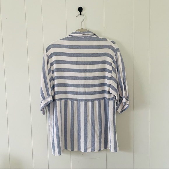 Umgee Blue and White Striped Button-Down Shirt - Picture 5 of 5